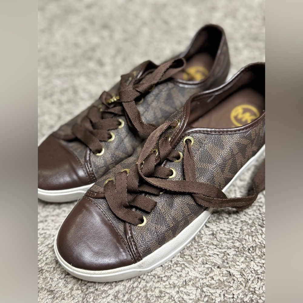 Brown Leather Michael Kors Tennis Shoes Size 7.5